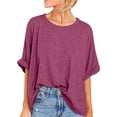 thumbnail image 1 of Plebaso T-Shirts Surdimensionnés pour Femmes Manches Courtes Col Rond T-Shirts d'Été Décontractés Amples Blouses 2025, 1 of 7