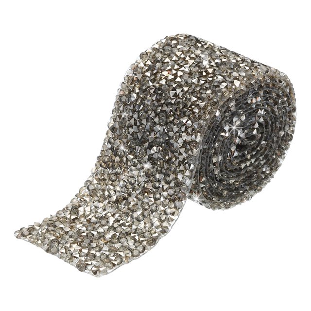 Unique Bargains 1 Roll 1 Yard Self Adhesive Crystal Rhinestone Diamond Ribbon for Arts & Crafts Project Grey