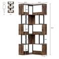thumbnail image 2 of Space-Saving Tall L-Shaped Corner Bookshelf - 6-Tier Freestanding Metal & Wood Display Rack - Modern Storage Shelf for Living Room or Home Office - Rustic Brown, 62.6" High - Fire Cloud Color, 2 of 7