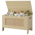 thumbnail image 3 of BeesClover Storage Chest, Storage Bench with Safety Hinge, Wooden Storage Trunk, Flip Top Blanket Storage Chest Trunks, Bench Storage for Entryway, Living Room, Bedroom, 3 of 9