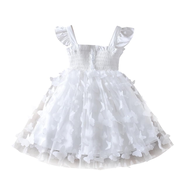 QIPOPIQ Robe pour Tout-Petits Bébés Filles Broderies Floral Été Bord de Mer Plage Robe d'Été une-Pièce Ensembles Liquidation