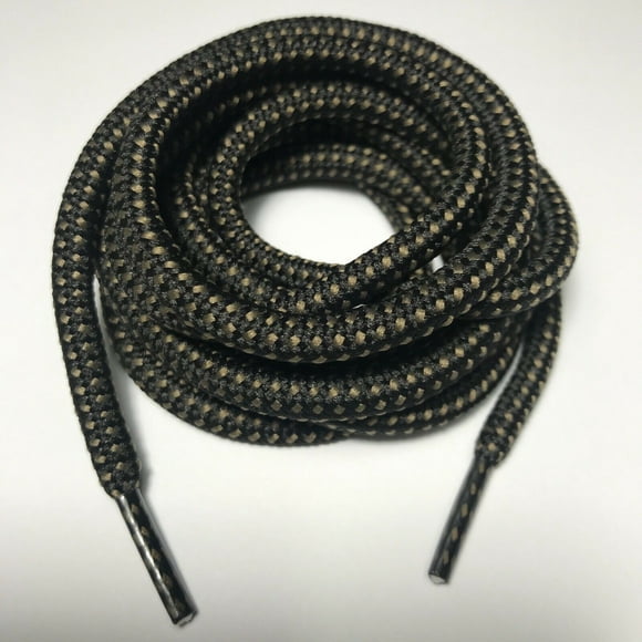 3 Pairs 5mm Thick Heavy Duty Black Brown Dot Round Boot Laces Shoelaces Strings for Hiking Work Boots 38 40 44 45 46 48 50 52 54 60 63 72 Inches