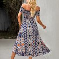 thumbnail image 4 of ANGGREK One Piece Off Shoulder Dress, Off Shoulder Slit Long Dress Floral Printed For Daily Life, 4 of 5