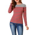 thumbnail image 1 of INSPIRE CHIC Blouse pour Femme à Rayures à Blocs de Couleur à Manches Longues T-Shirt Décontracté m Rouge Gris, 1 of 7