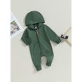 thumbnail image 3 of SUNSIOM Baby Boys Girls Fall Jumpsuits Long Sleeve Solid Color Zip Up Hooded Rompers Newborn Outfit, 3 of 8