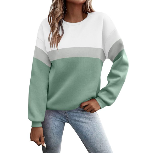 Kcodviy Chandail Graphique pour Femmes Imprimé Tenue Active Ensemble pour Femmes Chandail à Col Rond Décontracté Hiver Tenue pour Femmes Col Ajusté Chandail à Enfiler Hauts Chandail pour Cheveux Poitrine Décontracté Manches Longues Chandails d'Entraînement Amples Bl