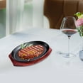 thumbnail image 4 of GROWTH TANK Griddle Steak Fry Plate Fajita Sizzling Pan Oval Shape with Bamboo Tray Nonstick Sizzling Steak Plate Set Hot Plate for Home 8inch, 4 of 9