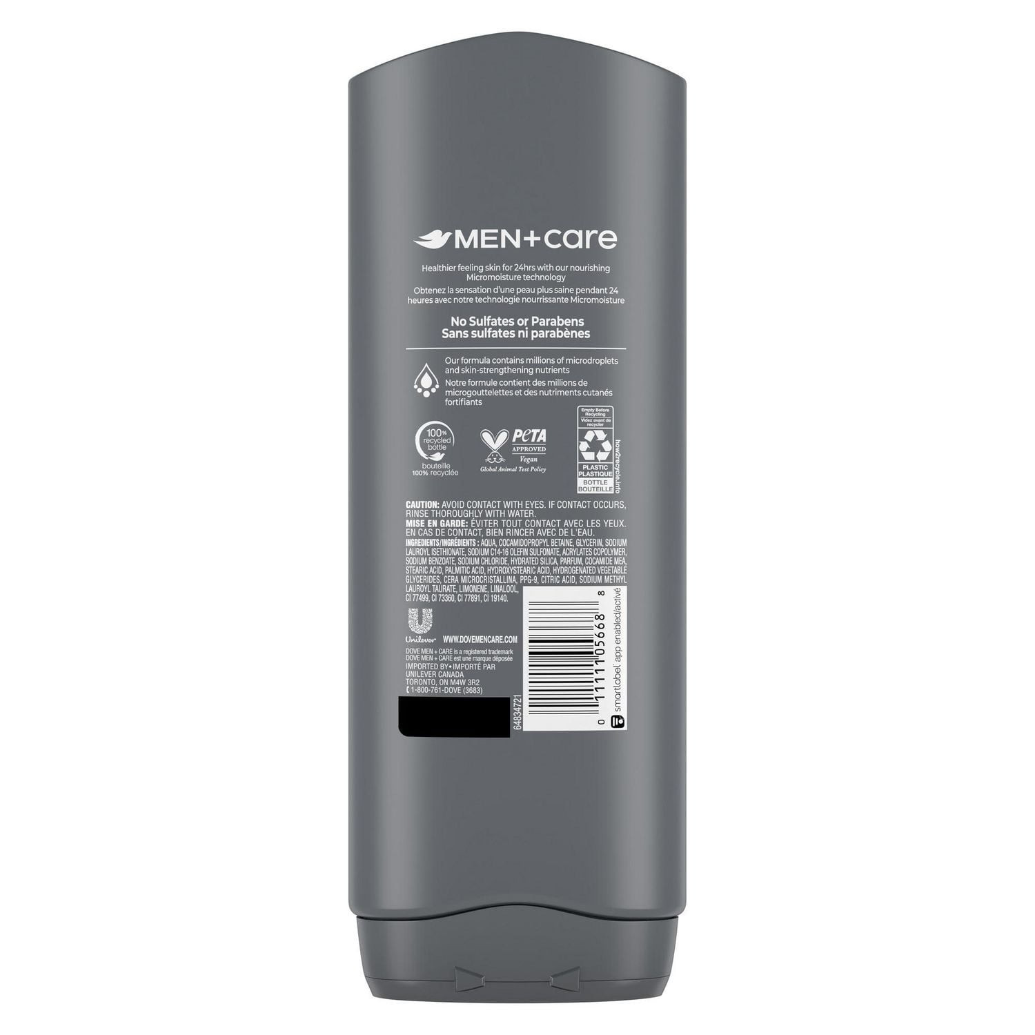 Dove Men+Care Exfoliant Nettoyant Profond Gel douche pour le corps et le visage pour Hommes, avec Technologie Nourrissante Micromoisture de 24 Heures, 532mL