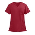 thumbnail image 2 of JDQJBZ Unisex Solid Color V Neck Pocket Top Short Sleeve Casual Work Shirt, 2 of 5