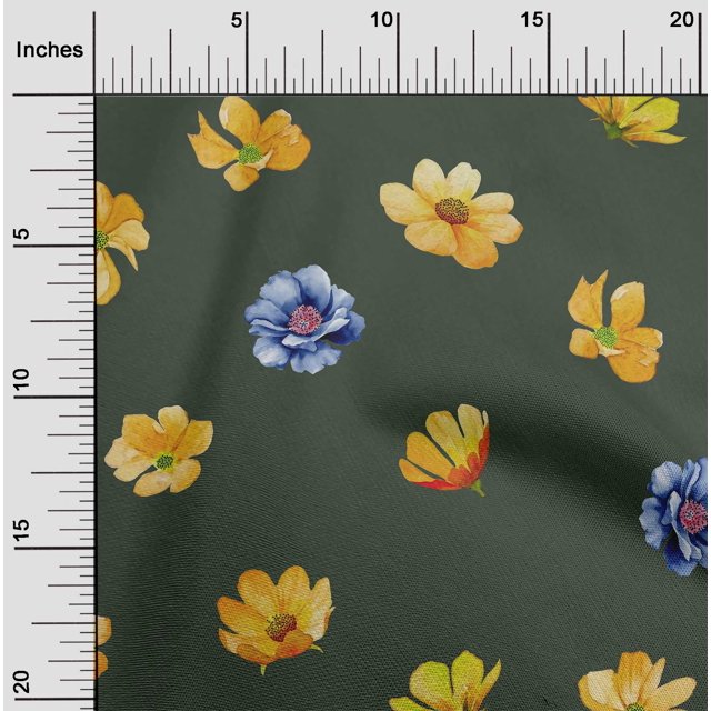 oneOone Cotton Poplin Fabric Flower Watercolor Decor Fabric Printed BTY 56 Inch Wide