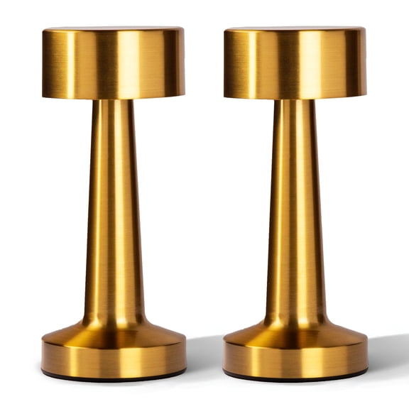 Bell + Howell Chelsea Petite Lampe de Table Sans Fil Tactile à DEL Rechargeable pour Table de Chevet Bureau Table de Nuit Or - Lot de 2