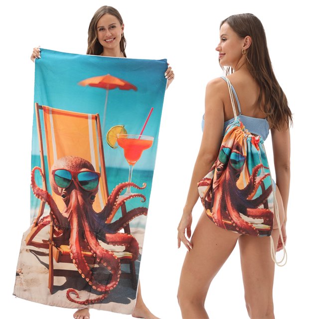 Foldable Beach Towel Printed Bath Towel All-in-one Beach Towel All-in-one Bag For Storage