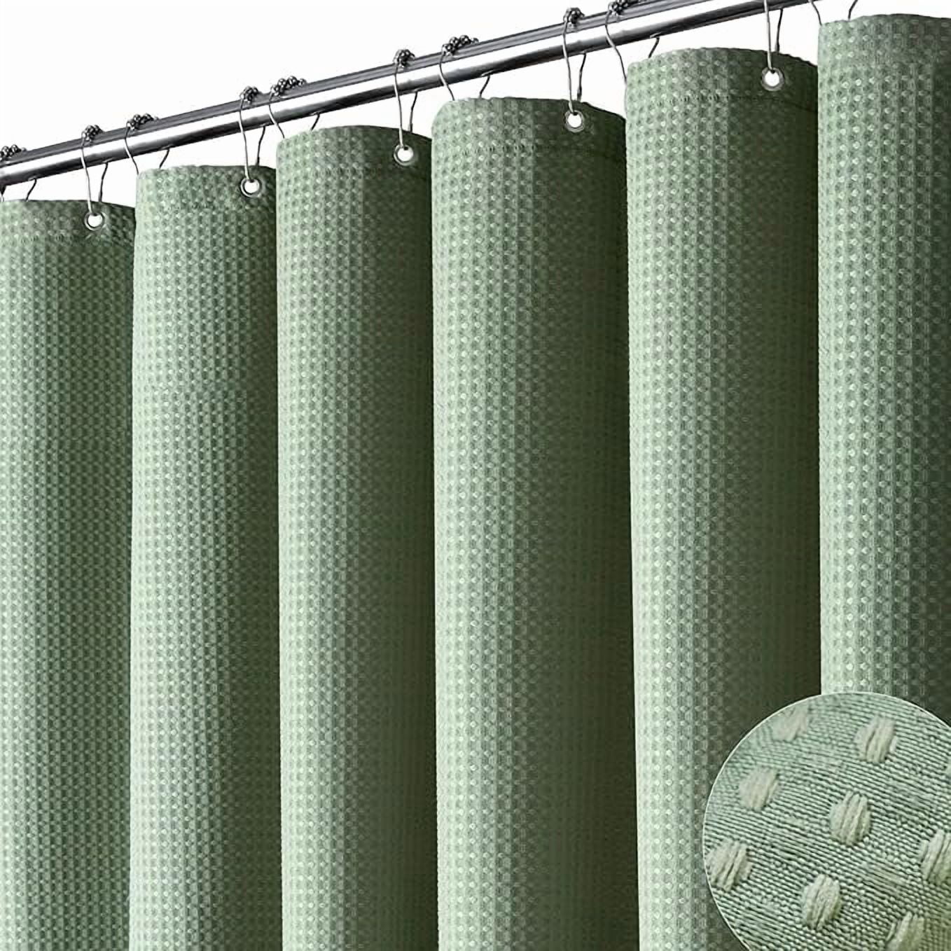 suxuMhao Waffle Pattern Waterproof Shower Curtain, 71×71in 1pc Shower Curtain Liner for Bathroom, Shower Liners with 12 Plastic Hooks as a Gift, Stylish Shower Curtains for Bathroom Decor​,Green