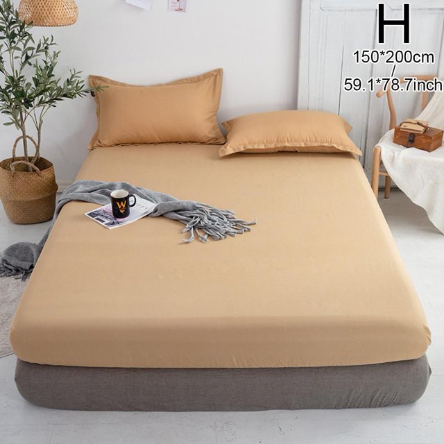 Drap-housse Couleur Unie Draps Lit Simple Double Grand Housse Taille Lit M9J6