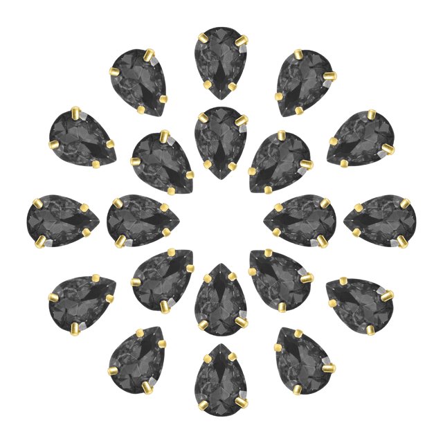 Unique Bargains 20Pack Teardrop Sew on Rhinestone - 14x10mm Glass Teardrop Crystal Rhinestones in Gold Prong Setting (Gray)