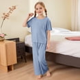 thumbnail image 4 of Hiiyo Little Girls Pajamas Soft Ribbed Short Sleeve T-Shirt Pants Loungewear, Sizes 1-15, 4 of 5