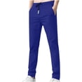 thumbnail image 1 of Mens Casual Pant Elastic Waist Drawstring Lightweight Trousers Loose Straight Leg Solid Pants with Pockets Blue XXXL, 1 of 4