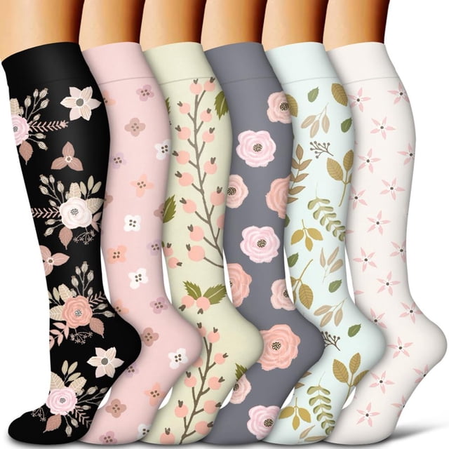LOVEVER 6Pairs Compression Socks for Women and Men - Best for Circulation Running Athletic Recover Nurse Travel