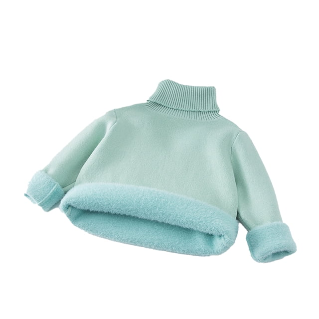 Qudderr Chandails à Col Roulé pour Filles Bébé Pull en Polaire Tricoté 2-13 Ans Filles Automne Hiver Chandail en Molleton Chaud