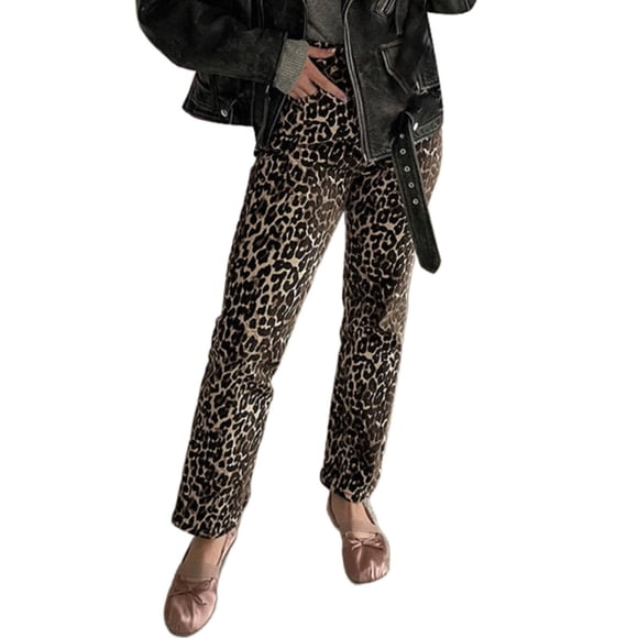 HNMKIU Stylish Women's Casual Pants Leopard Print Slim Fit Trousers for Comfort and – for Any Occasion Long Pants for Fashion-Forward Ladies