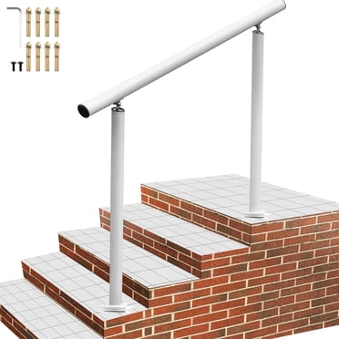 VEVOR Handrail Outdoor Stairs, 4ft, 34 inch Outdoor Handrail, Outdoor Stair Railing Adjustable from 0 to 60 Degrees Handrail for Stairs Outdoor White Aluminum Stair Railing for Garden, Office Area