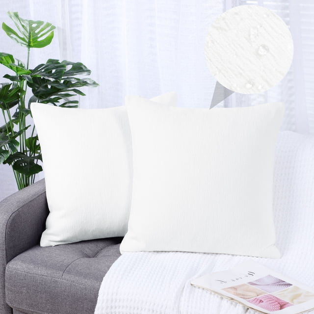 PiccoCasa Set of 2 Soft Water Repellent Throw Pillow Covers White 20x20 Inch