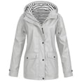 thumbnail image 1 of LSLJS Women Solid Rain Jacket Outdoor Plus Size Hooded Raincoat Windproof( White, XXXL), 1 of 5