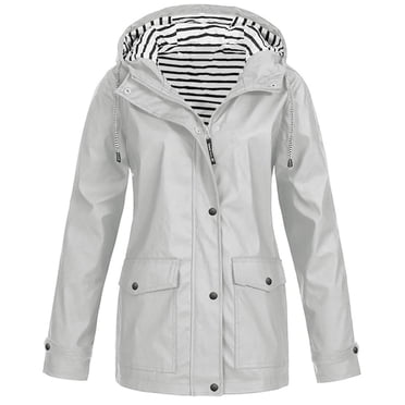HWRETIE Women's Plus Size Rain Jacket Hooded Windproof Waterproof Outdoor Coat