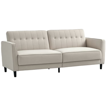 HOMCOM Modern Convertible Sofa Bed, Folding Futon Bed Couch, Beige