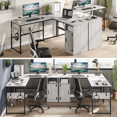thumbnail image 4 of Bestier Bureau d'Ordinateur Réversible 60 Pouces en Forme de L avec Armoire de Rangement Bureau de Bureau pour 2 Personnes, 4 of 7