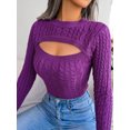 thumbnail image 4 of Wangsaura Women's Cutout Knit Tops, Long Sleeve Knit Slim Fit Sweaters, 4 of 8