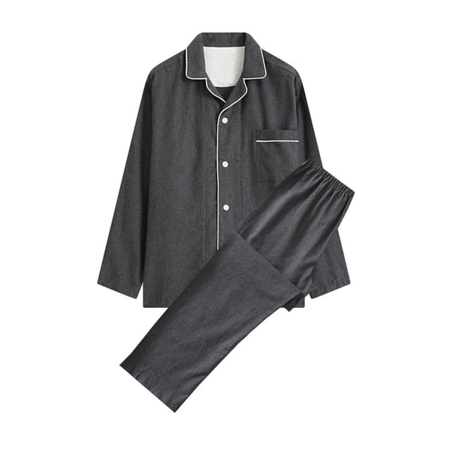 LSLJS Ensembles de Pyjama pour Hommes Décontractés Vêtements d'Intérieur Hauts à Manches Longues Pantalons Col Rabattu Pyjamas de Nuit Ensembles, Vêtements de Nuit pour Hommes Cadeaux pour Hommes