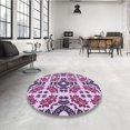 thumbnail image 4 of Ahgly Company Tapis d'Intérieur Lavable en Machine Carré Transitionnel Fleur Rose, 4 Pieds Carré, 4 of 7