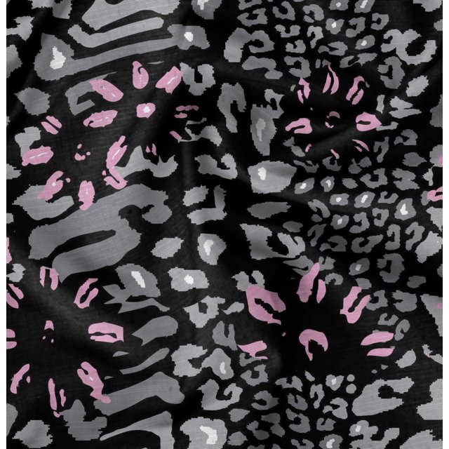 Soimoi Black Modal Satin Fabric Leopard Animal Skin Printed Fabric 1 Yard 42 Inch Wide