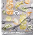 thumbnail image 1 of Soimoi Rayon Fabric Lemon Slice Jar,Cucumber & Ginger Vegetable Printed Craft Fabric by the Yard 42 Inch Wide, 1 of 3