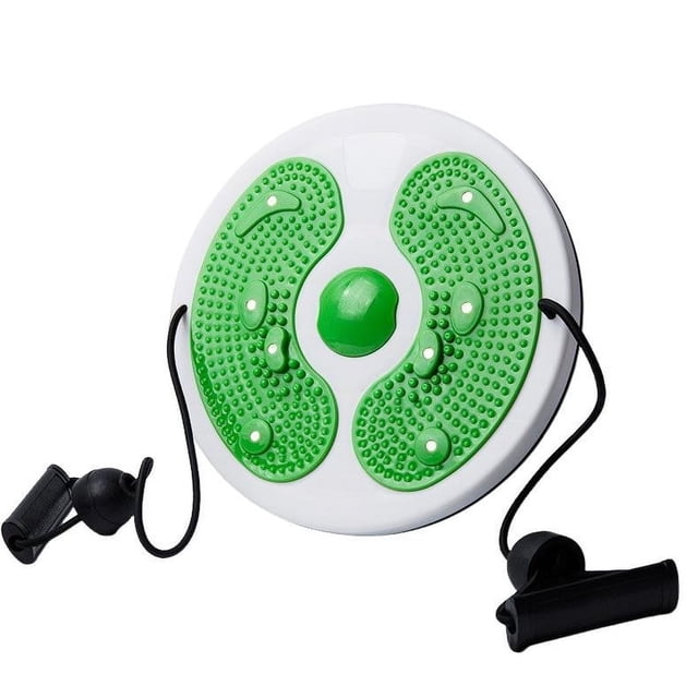 Pull Rope Waist Trainer for Home Gym, Rotating Waist Exercise Machine with ABS Plastic Build, Portable Fitness Equipment for Full Body Workout Massage and Weight Loss, Green