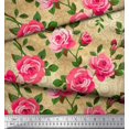 thumbnail image 3 of Soimoi Rayon Fabric Leaves & Rose Flower Decor Fabric Printed Yard 42 Inch Wide, 3 of 3