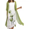 thumbnail image 1 of TopLLC Womens Summer Dresses Ensemble Deux Pièces à Imprimé Floral Flowy Chiffon Dress Grande Taille Col Rond Sans Manches Dress Invité de Mariage, 1 of 5