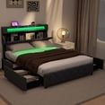 thumbnail image 4 of Costway Full Size Bed Frame with Led Lights & Charging Station & Modern Upholstered Bed, 4 of 10