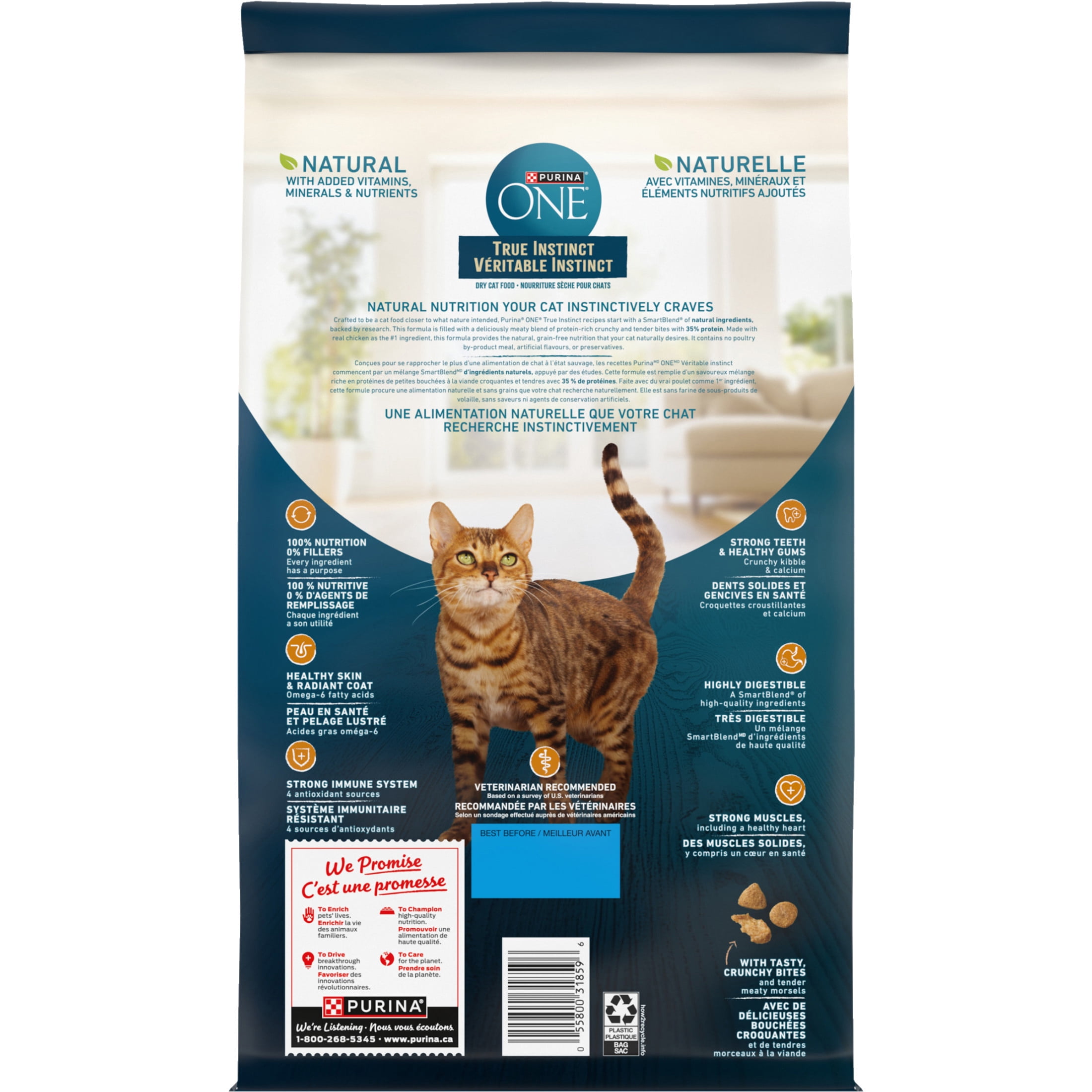 Purina ONE Véritable Instinct Poulet Sans Grains, Nourriture Sèche pour Chats 1.45kg