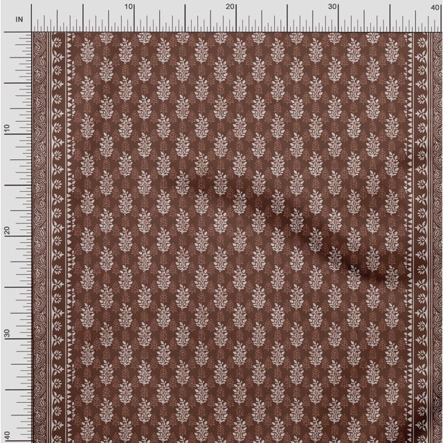 Soimoi Moss Georgette Fabric Leaves Panel Decor Fabric Printed Yard 42 Inch Wide