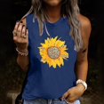 thumbnail image 3 of Hauts Grande Taille pour Femmes Débardeur Sans Manches Imprimé Fleurs de Soleil Été et Printemps Col Rond Décontracté Ample Confortable T-Shirts, 3 of 5