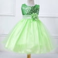 thumbnail image 2 of B91xZ Robe Fleurie pour Filles Sans Manches Taille Haute Ligne A Robe Courte, Vert 6-7 Ans, 2 of 3