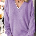 thumbnail image 2 of Timegard Womens Sweaters V Neck Long Sleeve Pullover Solid Color Oversized Tops Loose Comfy Blouses, 2 of 6