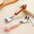 thumbnail image 4 of Stainless Steel Fork And Spoon Set 18 cm Pink Children's Tableware With Ergonomic Handle For Kids Ages 3 To 6, 4 of 7