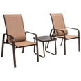 thumbnail image 1 of Patiojoy Ensemble Bistro de 3 Pcs pour Patio, Chaises Empilables à Dossier Réglable et Table d'Appoint, Ensemble Classique de Meubles pour Jardin, Brun, 1 of 9