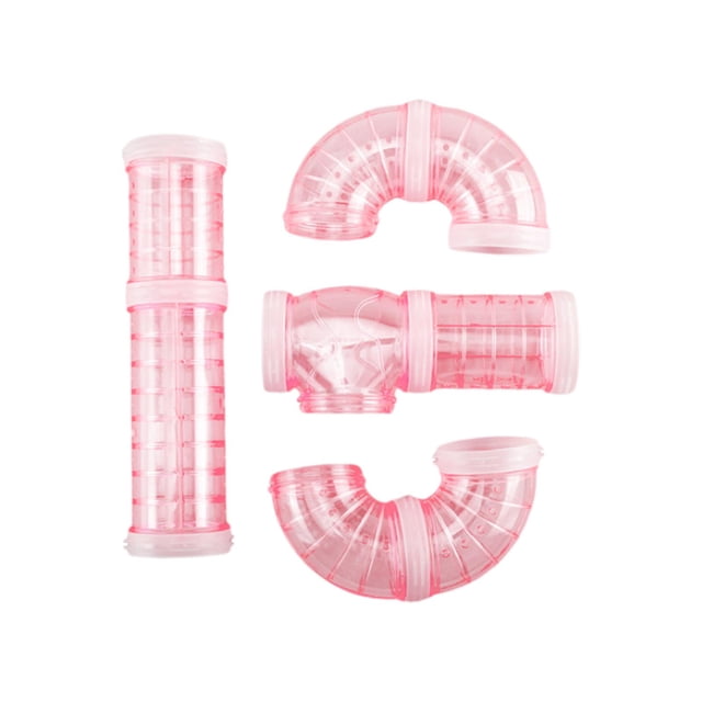 Hamster Tube Set Curved Pipe DIY Pet Cage Tunnel for Small Animals Mouse Rat Pink