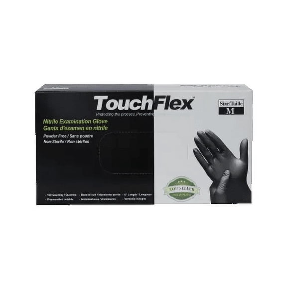 Nitrile Exam TouchFlex Powder Free Gloves 5 Mil | Black - Small