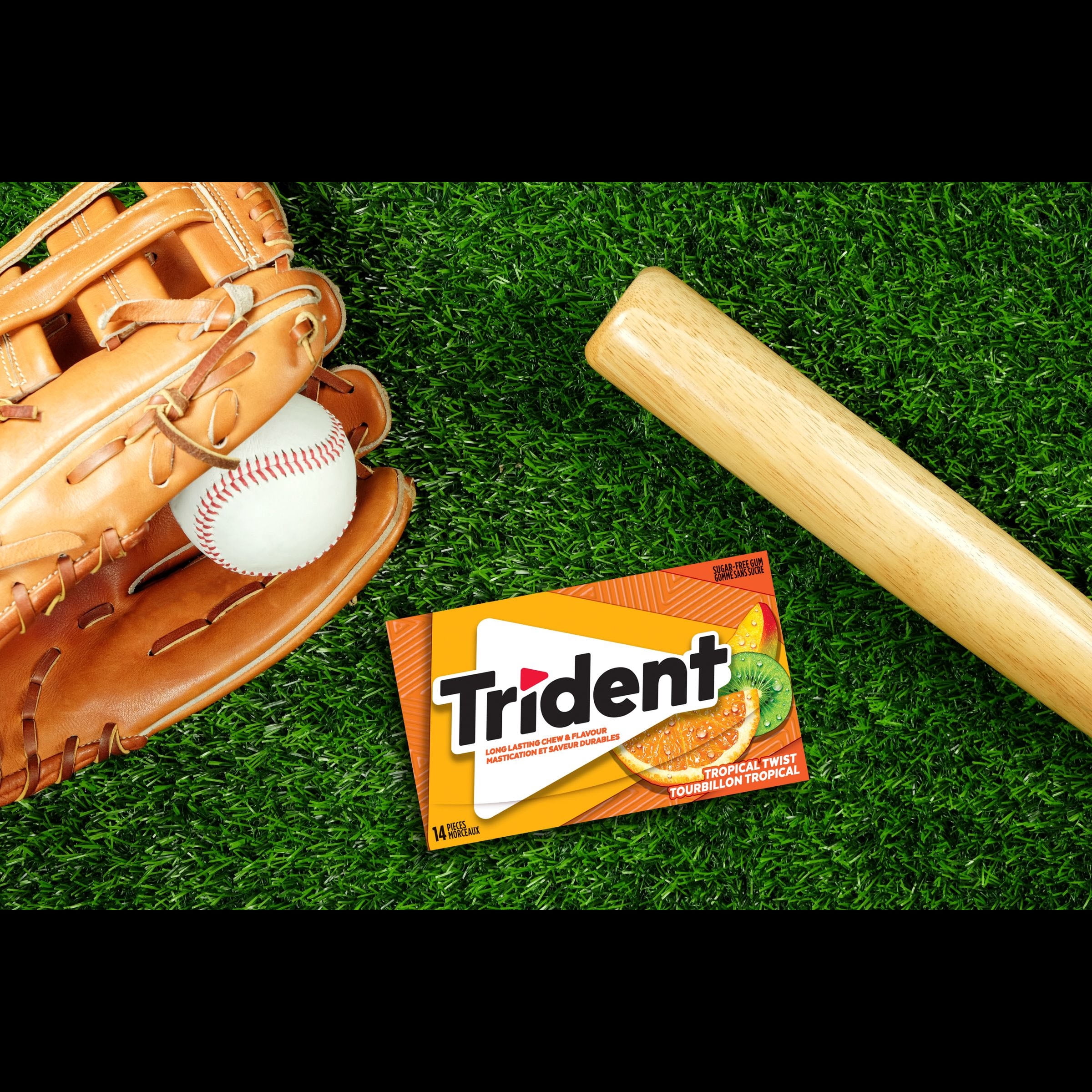 Trident, Multipaquet de gomme sans sucre Tourbillon tropical, 3 paquets (42 pièces)