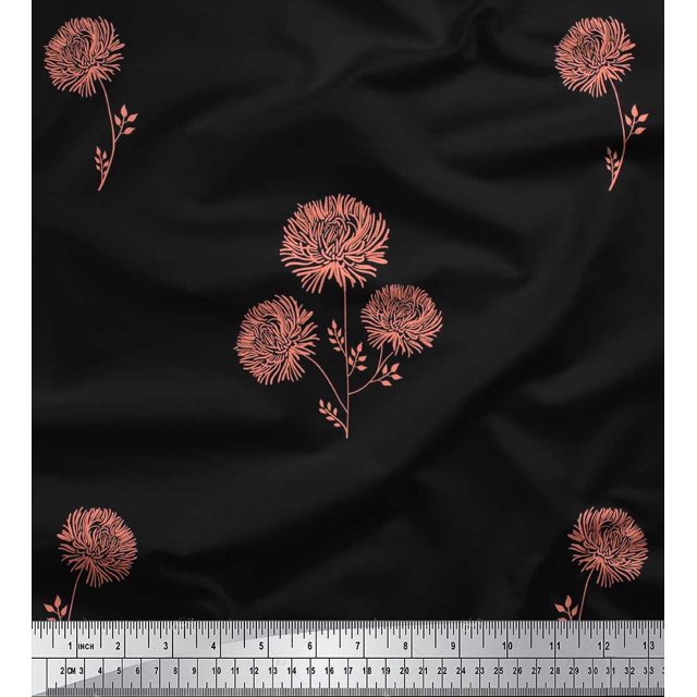 Soimoi Poly Georgette Fabric Wild Flower Print Sewing Fabric Yard 42 Inch Wide